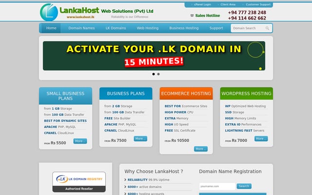 Screenshot of lankahost.lk