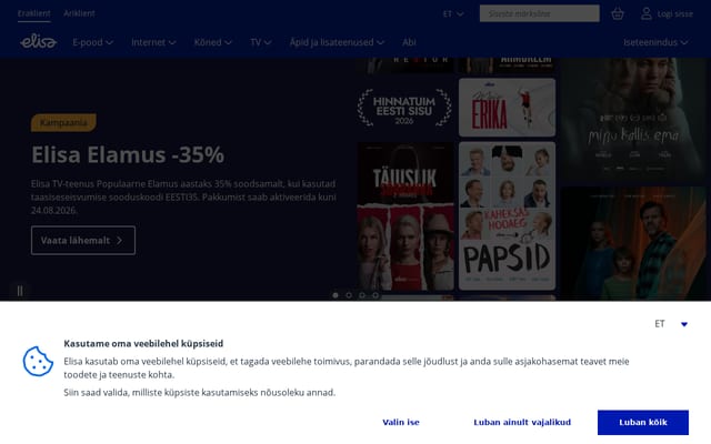 Screenshot of elisa.ee