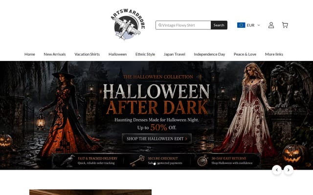 Screenshot of artswardrobe.com