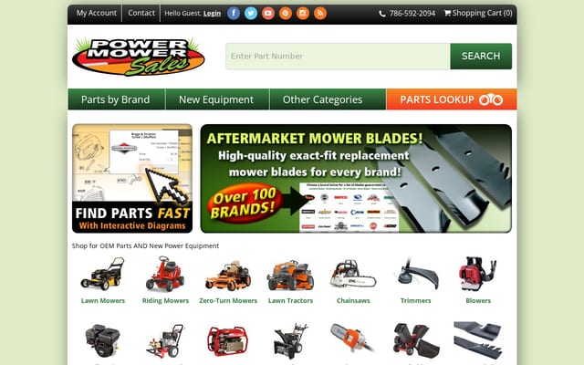 Screenshot of powermowersales.com
