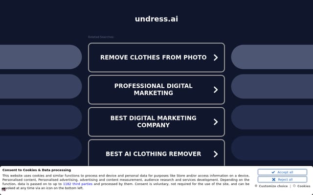 Screenshot of undress.ai