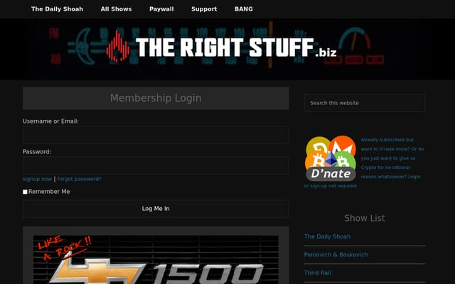 Screenshot of therightstuff.biz