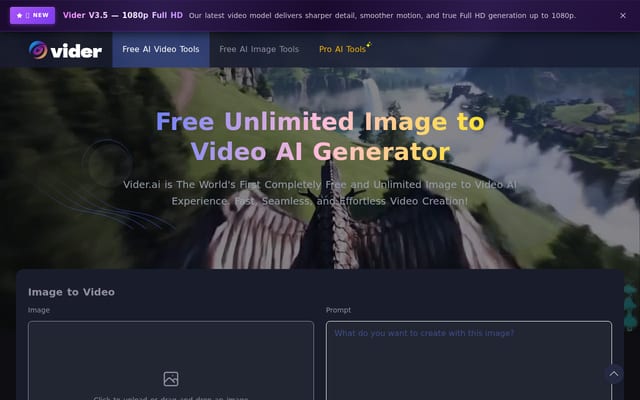 Screenshot of vider.ai