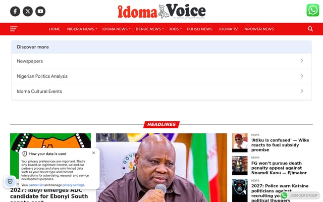 Screenshot of idomavoice.com