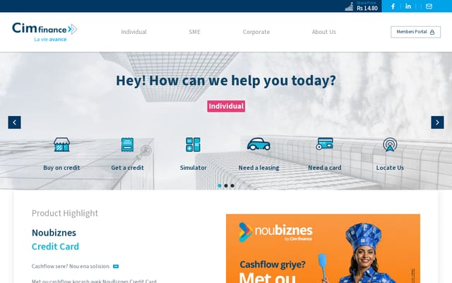 Screenshot of cimfinance.mu