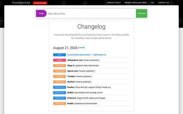 Screenshot of pastedownload.com