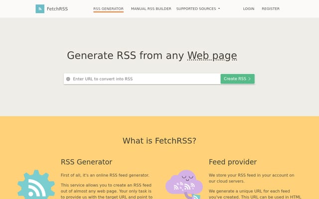 Screenshot of fetchrss.com