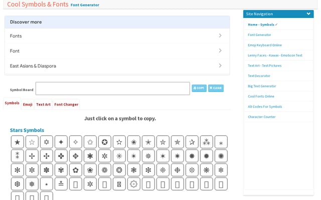 Screenshot of coolsymbol.com