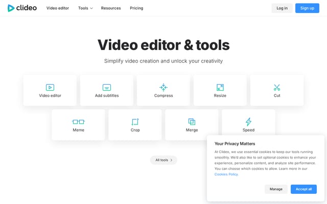 Screenshot of clideo.com