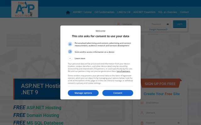 Screenshot of freeasphosting.net