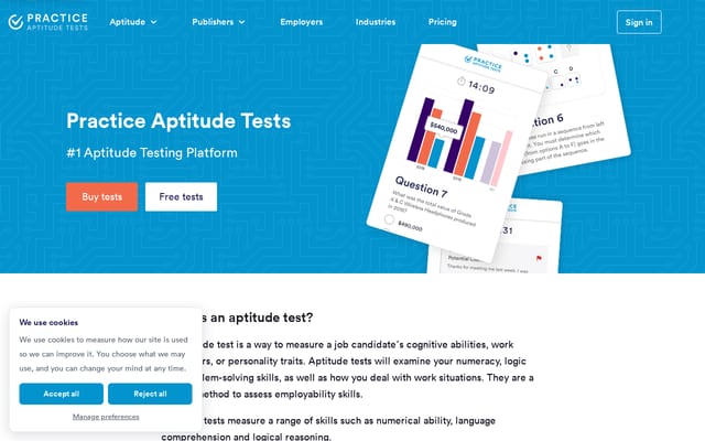 Screenshot of practiceaptitudetests.com