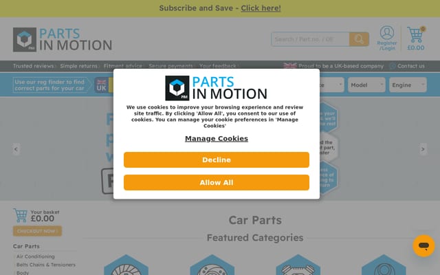 Screenshot of partsinmotion.co.uk
