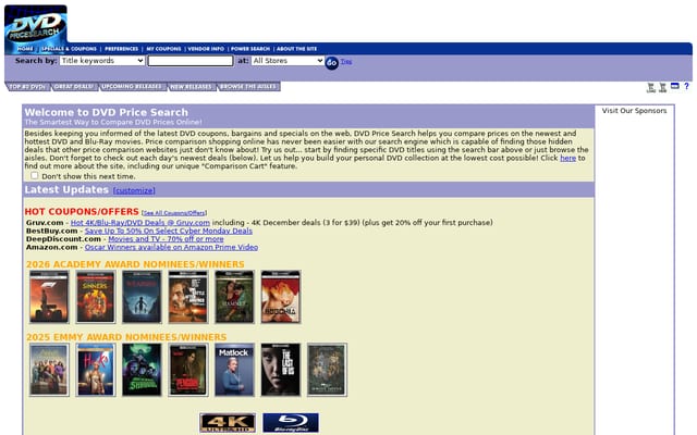 Screenshot of dvdpricesearch.com