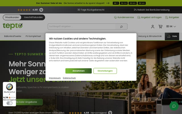 Screenshot of tepto.de