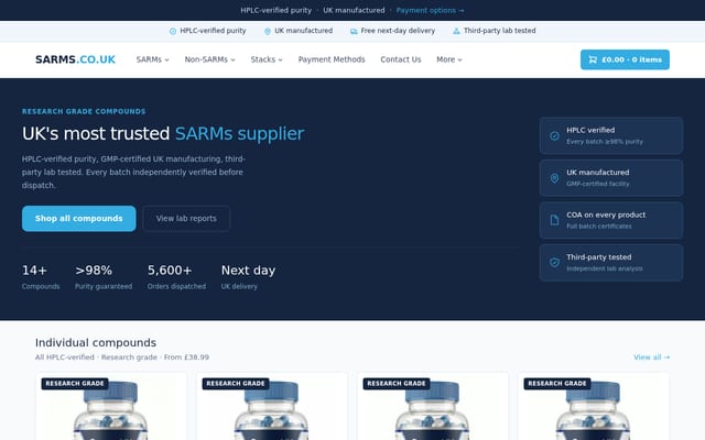 Screenshot of sarms.co.uk