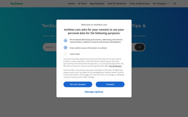 Screenshot of techleez.com