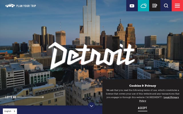 Screenshot of visitdetroit.com
