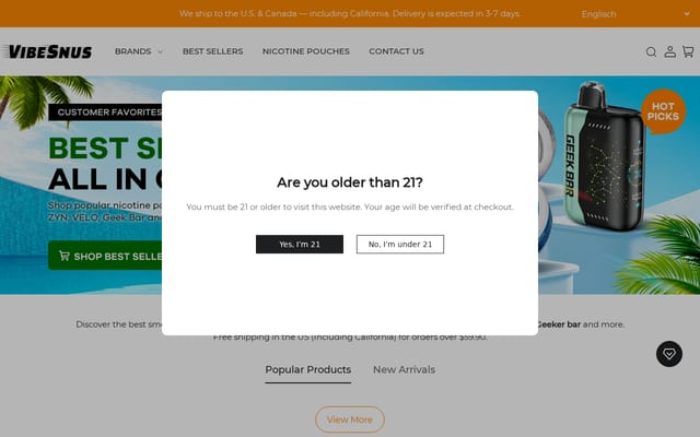 Screenshot of vibesnus.com