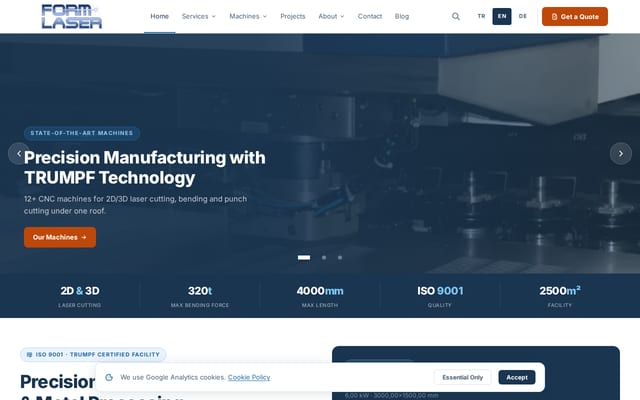 Screenshot of formlaser.com