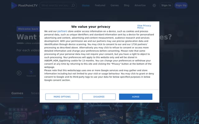 Screenshot of pixelpoint.tv