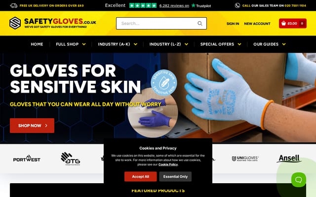 Screenshot of safetygloves.co.uk