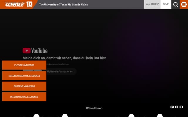 Screenshot of utrgv.edu
