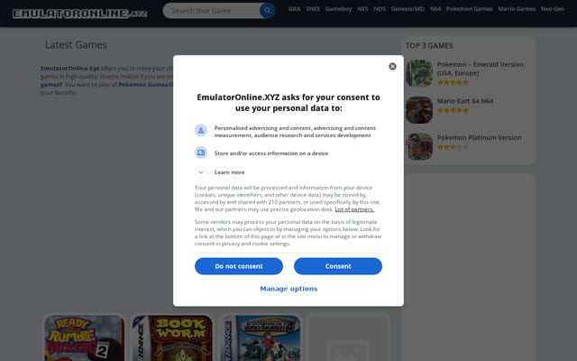 Screenshot of emulatoronline.xyz