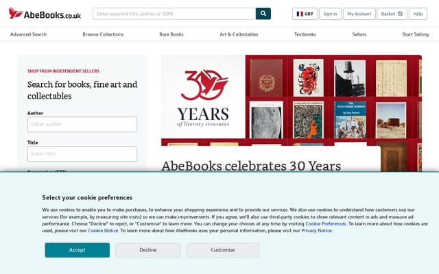 Screenshot of abebooks.co.uk