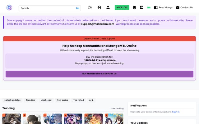 Screenshot of manhuarmtl.com