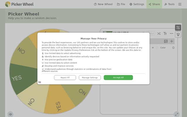 Screenshot of pickerwheel.com