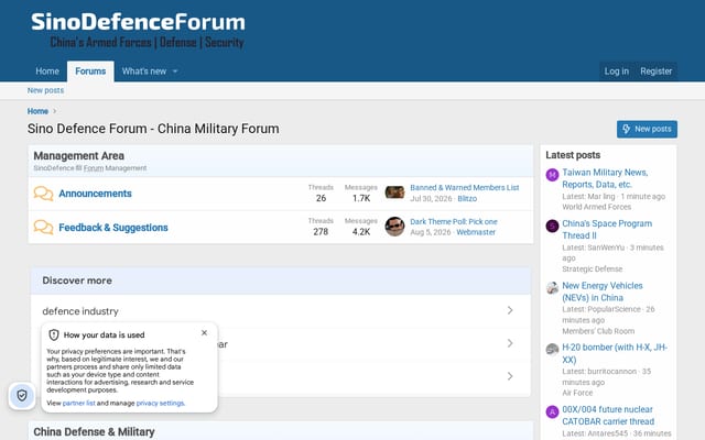 Screenshot of sinodefenceforum.com