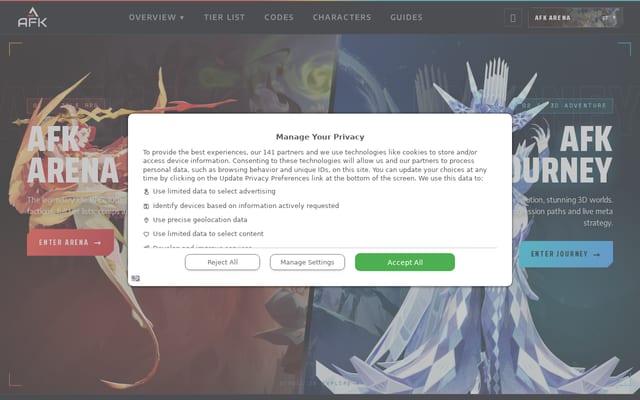 Screenshot of afkarena.net