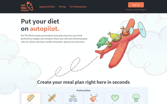 Screenshot of eatthismuch.com