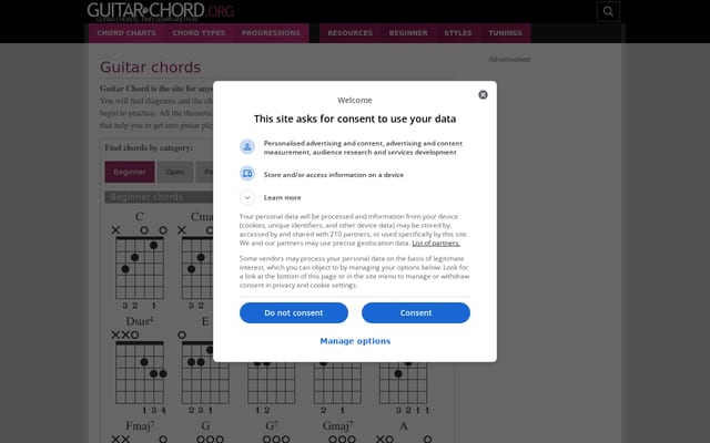 Screenshot of guitar-chord.org