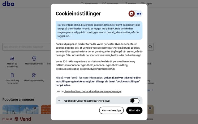 Screenshot of dba.dk