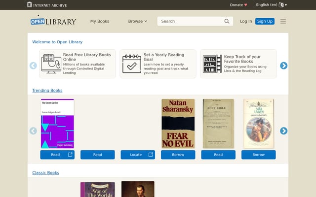 Screenshot of openlibrary.org
