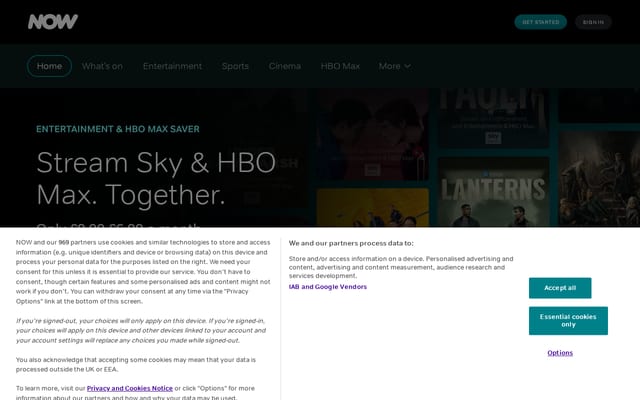 Screenshot of nowtv.com
