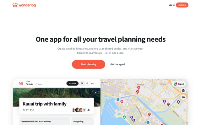 Screenshot of wanderlog.com