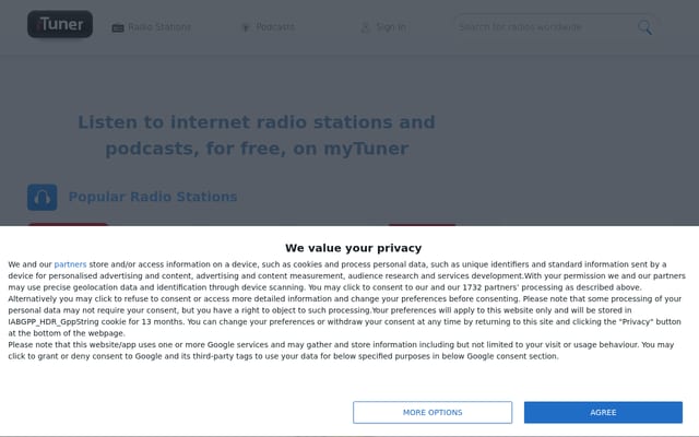 Screenshot of mytuner-radio.com