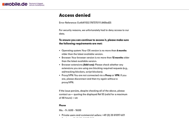 Screenshot of mobile.de