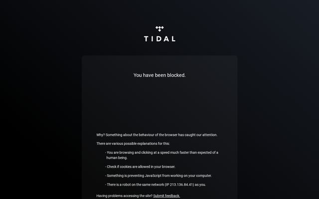 Screenshot of tidal.com