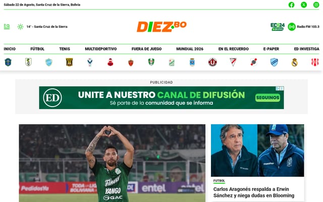 Screenshot of diez.com.bo