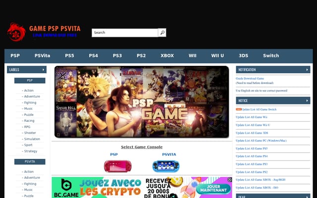 Screenshot of downloadgamepsp.org