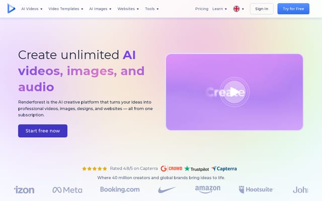 Screenshot of renderforest.com
