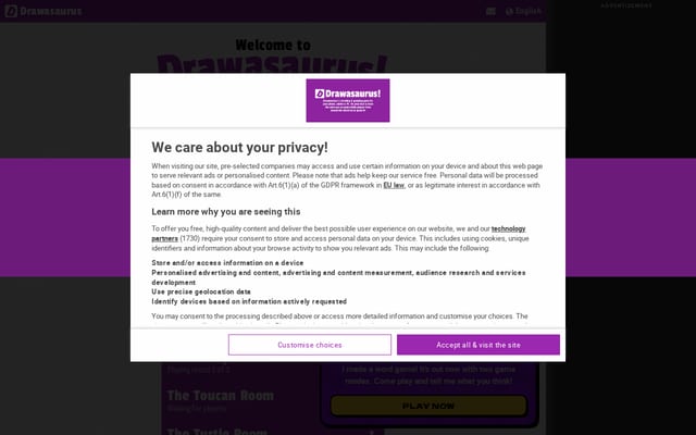 Screenshot of drawasaurus.org