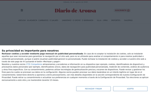 Screenshot of diariodearousa.com