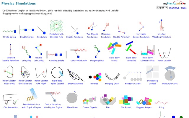 Screenshot of myphysicslab.com