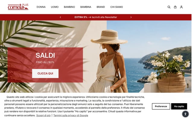Screenshot of cometaoutlet.it