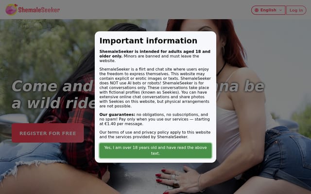 Screenshot of shemaleseeker.com