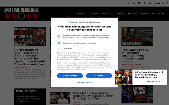 Screenshot of endtimeheadlines.org